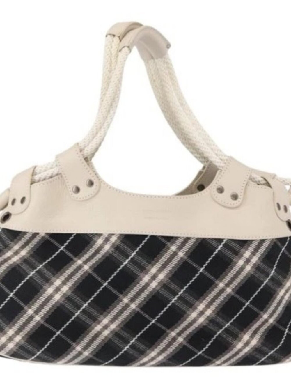 BURBERRY Nova Check Blue Label Hand Bag Canvas Black Auth 163921 - Picture 2 of 16